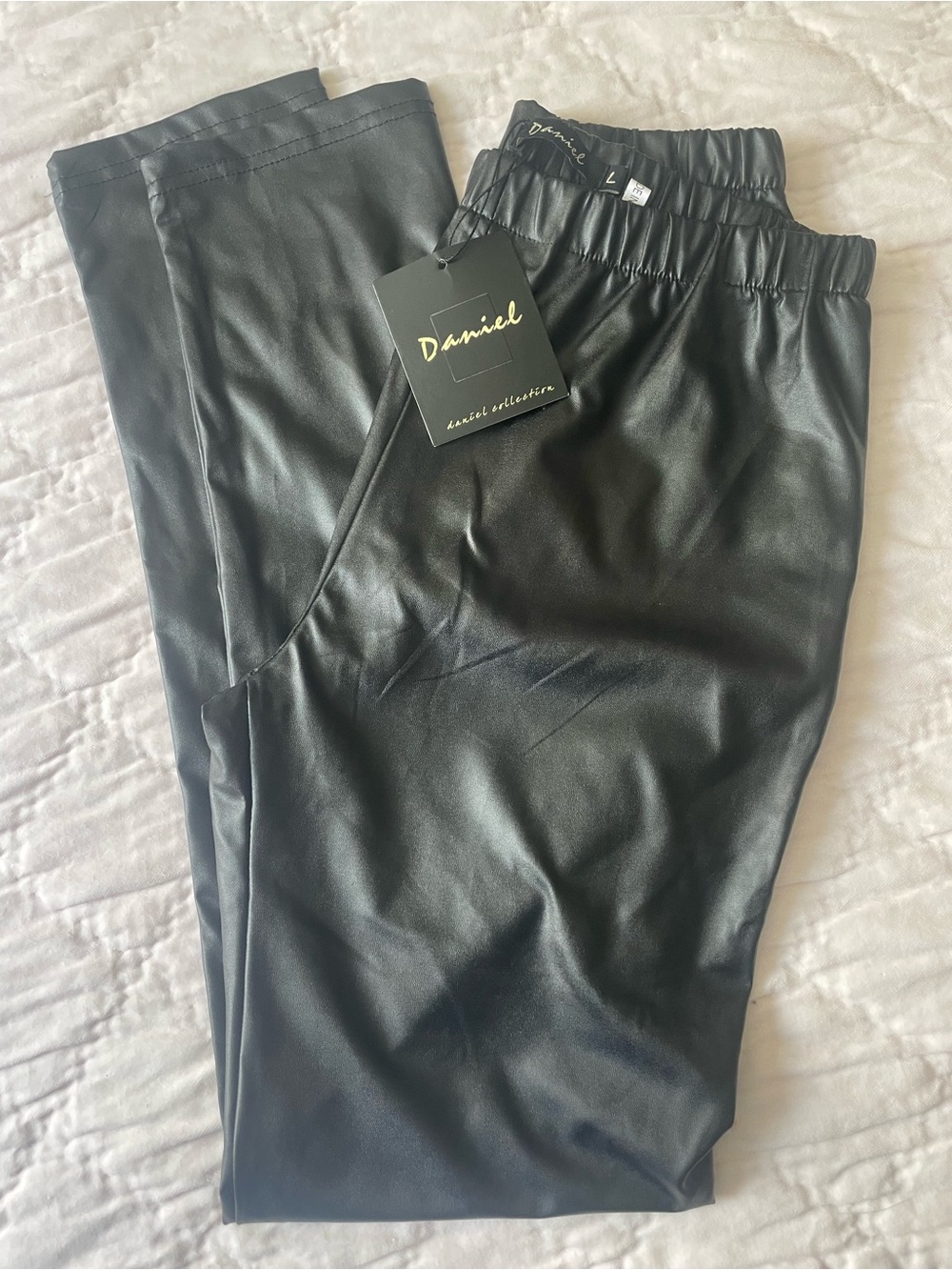 Daniel Faux Leather Skinny Jogger Pants - Black